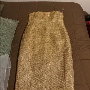 Meshki Glittering Gold Strapless Midi Dress